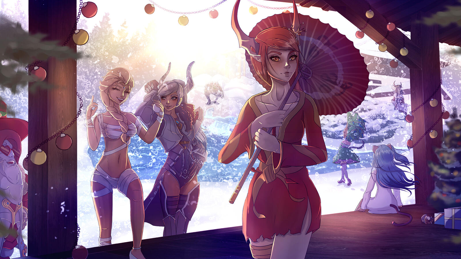 TERA loading screen bei goldi art, castanic, elins and friends in a fan art in the snow